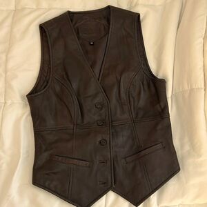 Genuine leather fitted vest